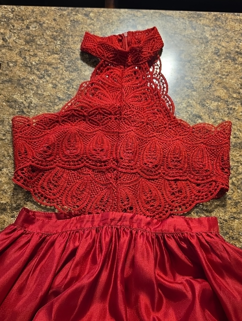 Crochet Top Red Dress Size M - Picture 3 of 8